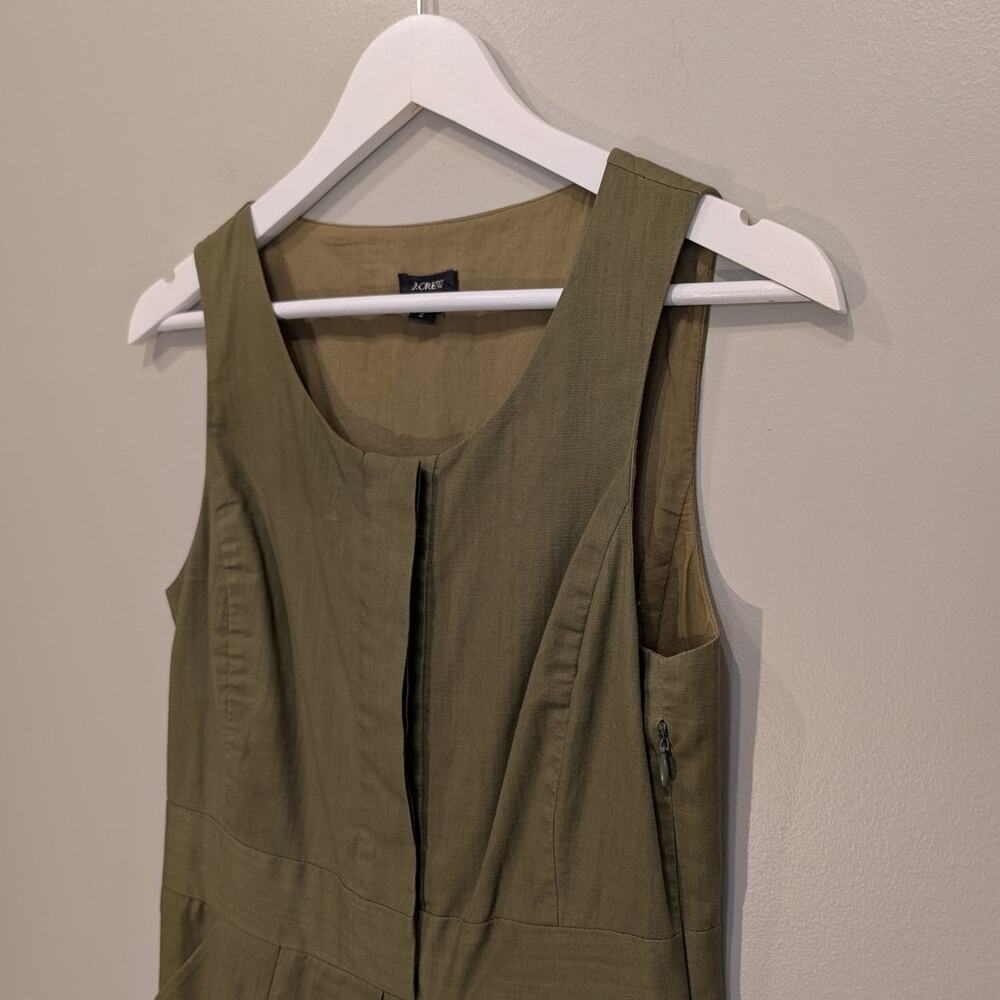 J Crew Caroline Green Dress Pleated Pockets Sleeveless Casual Classic - Size 2 - Picture 4 of 7
